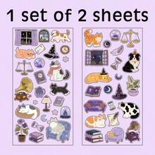 2 szt./opakowanie naklejek z kotami, urocze naklejki ze zwierzętami, naklejki do scrapbookingu DIY, odpowiednie do dzienników, rękodzieła, etui na telefony, notatników, dekoracji toreb - Wielokolorowe - Zobacz 17