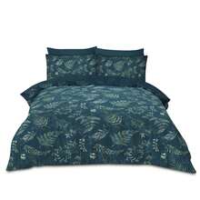 VELVETIO Winter Leaf Printed Duvet Cover Set Reversible Beddings Polycotton Green Color - Green - View 11