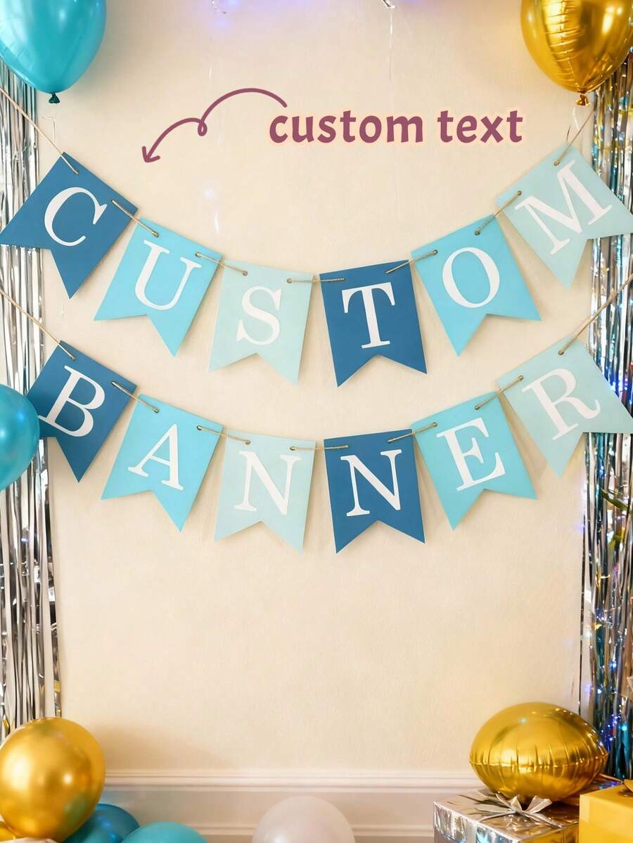 Customized Banner, Personalized Banner, Design Your Own Banner, Can Add Name, Text Or Photo, Suitable For Party, Birthday, Wedding, Graduation, Anniversary, Engagement, Baby Shower And Other Occasions - Multicolor - View 1