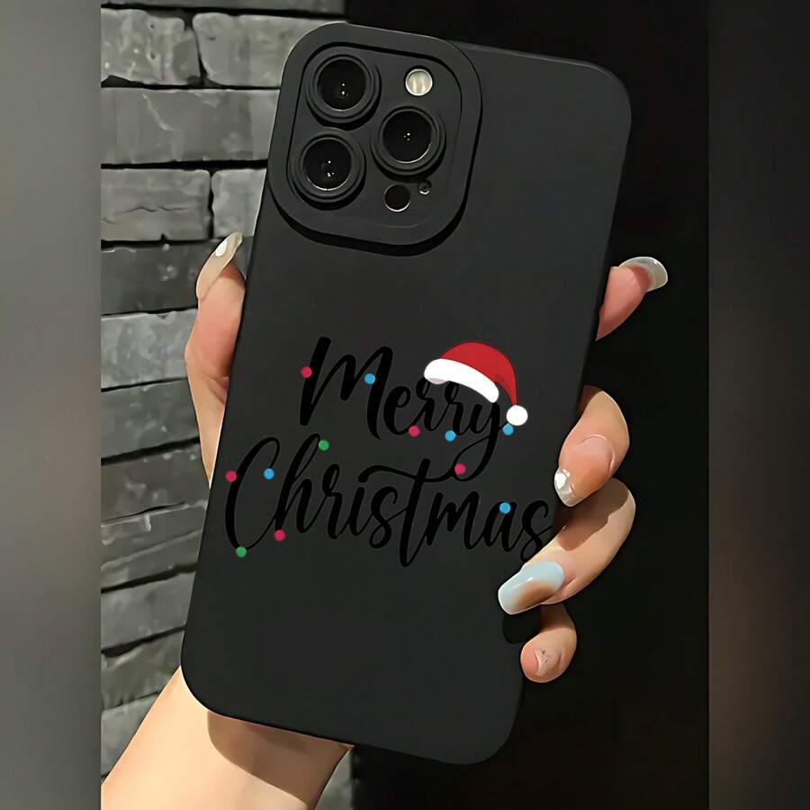 2026 nueva funda de teléfono mate, funda de teléfono diseño de gorro de Santa Feliz Navidad para iPhone 14 13 12 11 Pro Max  Galaxy S23 S22 S21 S20 S10 Plus funda de protección para teléfono regalo de pareja para novio novia regalo de vacaciones - Negro - Ver 1