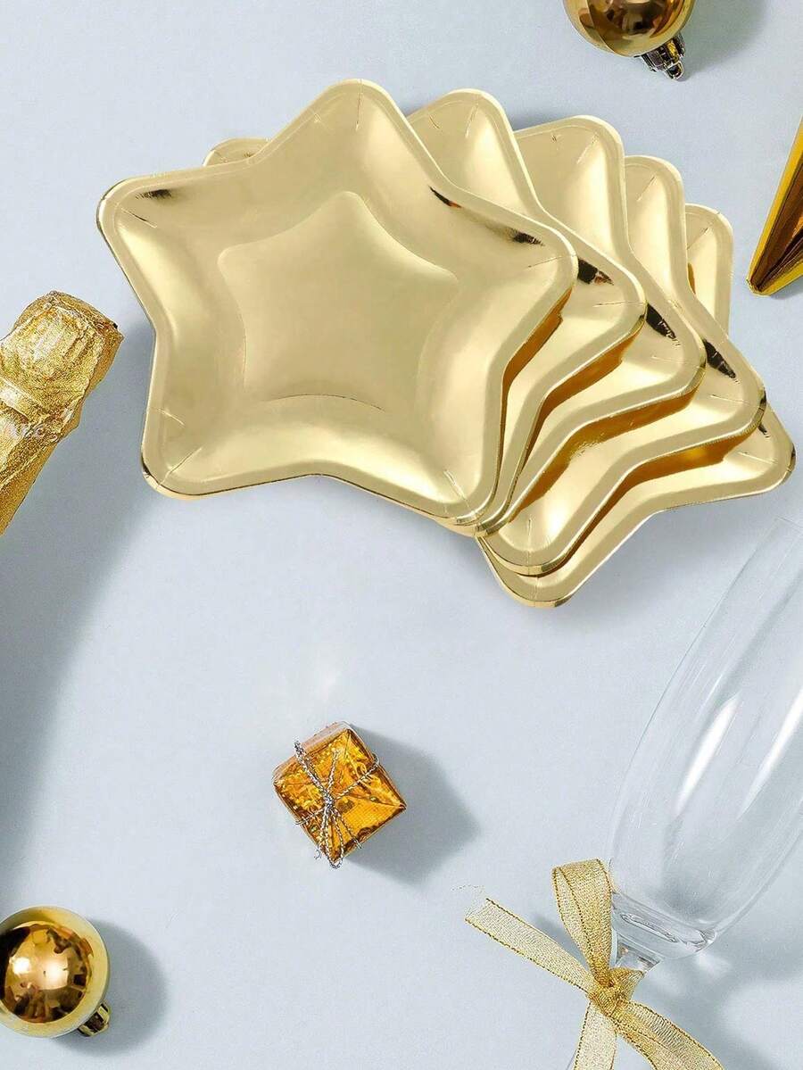 1/10/20 件创意星形餐具，适用于生日派对、蛋糕和小吃、特殊场合，如图所示 - 彩色 - 查看 1