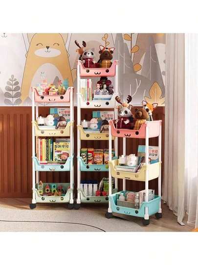 3/5-Layer Multifunctional White Storage Rack With Rolling Wheels, Mobile And Portable, Room Deocr, Suitable For Bathrooms, Kitchens, Offices - Perfect For Food, Snacks, Toys, Books - Durable, Book Storage Cart, Christmas Gifts