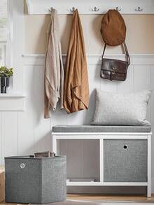 SoBuy FSR81-HG, 2 Baskets Hallway Bedroom Storage Bench, Shoe Bench Shoe Rack Shoe Cabinet With Seat Cushion - Grey - View 1