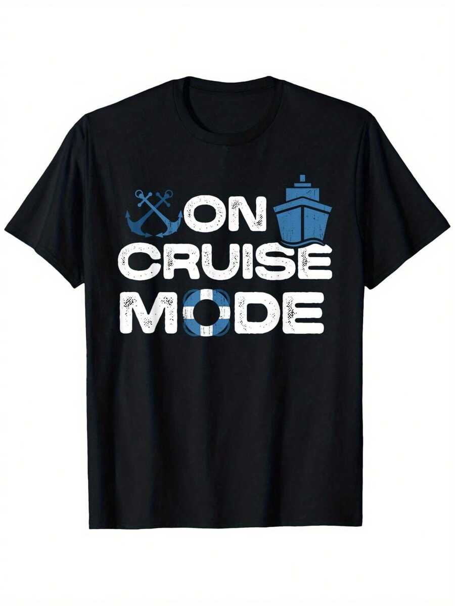 In Cruise Mode T-Shirt, Cruise T-Shirt, Men's Comfortable Short Sleeve Crew Neck T-Shirt, Men's Summer Outdoor Activity Clothing - màu đen - Xem 1