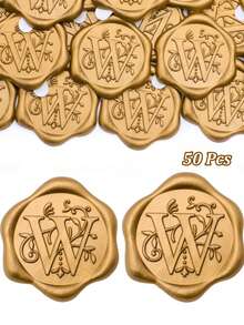 30/50 miếng dán niêm phong thư bằng sáp, nhãn dán sáp tự dính mạ vàng, nhãn dán niêm phong phong bì, nhãn dán mạ vàng, thích hợp cho thiệp Lễ Tạ ơn/gói quà/thiệp mời đám cưới, tiệc đính hôn, tiệc sinh nhật, Giáng sinh và các dịp khác. - Đồng - Xem 45