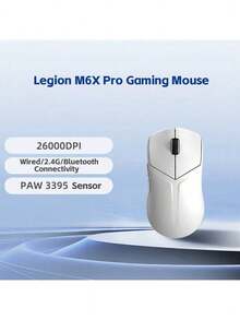 Chuột chơi game Lenovo Legion M6X Pro Tri-Mode: Nhẹ chỉ 53g, có cảm biến PAW3395 có độ chính xác cao, độ trễ thấp 2,4GHz và thời lượng pin dài – một công cụ mạnh mẽ để leo hạng trong trò chơi. - trắng - Xem 2