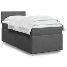 vidaXL Boxspringbett Mit Matratze Dunkelgrau 100x200 Cm Stoff - Grey - View 1