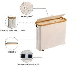 GSYY 12 Rolls Tet Paper Sage Im Tet Paper Basket With LidandHandle For Bathro Sturdy Linen Type Canva Roll Organizer With Rubber Feet For Roll Tissue 17.8" X 6" X 13.8" Beige - Beige - View 4