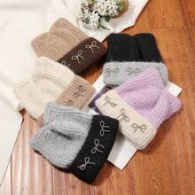 1pc Tie-Dye Cute Polyester Knit Cat Ear Beanie Hat, Autumn/Winter