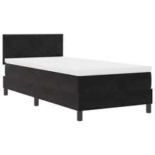 vidaXL Boxspringbett Mit Matratze, Schwarz, 90 X 190 Cm, Stoff - Schwarz - Übersicht 2