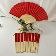1个优雅红色竹制折叠扇 - 手持迷你扇，适合婚礼和新娘舞会礼物、DIY摄影道具、墙面装饰、婚礼礼物、婚礼装饰 | 优雅扇子 | 竹制结构，婚礼装饰，妇女节，旅行必备品，婚礼回礼，Y2K，卧室，汽车配件，厨房装饰，可爱小物，母亲节礼物，卧室装饰，花园，厨房装饰，夏季，海滩，旅行必备品，房间装饰，软萌玩具，毕业季 - 彩色 - 查看 11