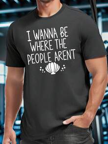 BE WHERE PEOPLE ARENT Bedrucktes Herren Rundhals Kurzarm-Shirt, lässig, bequem, leichtes Sommer Alltagsoberteil - Weiss - Übersicht 2