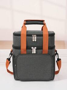 1 件女士双层午餐袋，男士大容量保温午餐盒，学生加厚可爱午餐袋，可重复使用的午餐手提袋，便携式野餐冰袋，适用于工作、野餐、学校或旅行午餐盒袋学校用品配件袋学校配件学校用品