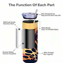 1pc 20oz Vibrant Bengal Cat Insulated Tumbler With Lid & Straw - 304 Stainless Steel, Durable & Stylish For Sports, Outdoor Activities, Perfect Gift Idea, Outdoor Hydration|Artistic Tumbler|Durable Construction - 1個 - 查看 2
