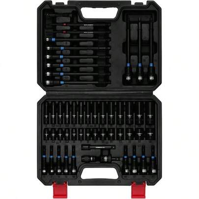 52 PCS 1/4 Inch Drive Magnetic Nut Driver Socket Set Accessory Set, Metric, 50BV30 And S2