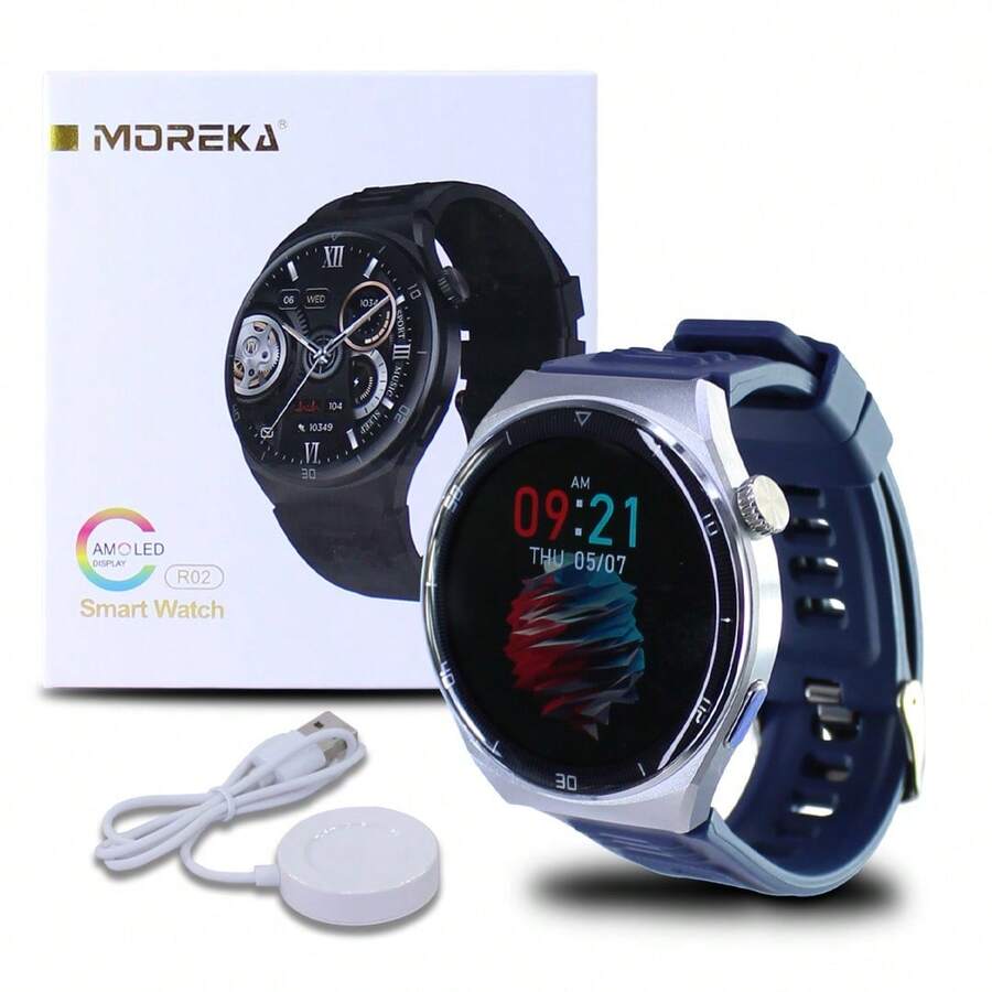 Playbox Electronics Smartwatch Moreka AMOLED HD - Reloj Inteligente Premium, 100+ Deportes, Llamadas Bluetooth y Monitoreo de Salud PLAYBOX R01 - Azul - Ver 1
