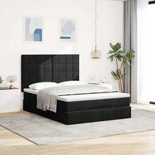 vidaXL Ottomane-Bett Mit Matratzen, Schwarz, 140x200 Cm, Samt - Black - View 3