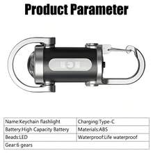 Mini Keychain Light, Portable Waist Hanging Keychain, Compact Multi-Function Red/Blue Warning Emergency Light, Rechargeable Super Bright Flashlight For Night Lighting Tool - Multicolor - View 8