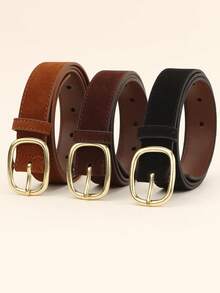 1pc Autumn/Winter New Ins-Style Retro American Suede Matte Leather 1.1 Inch Wide Waist Belt, Niche Personalized Cinched Waist Leather Belt, Western Style Fashion Versatile Slimming Design, New Style Pants Belt - Multicolor - View 4