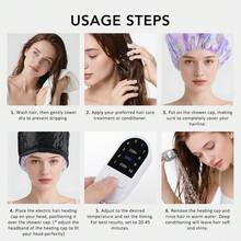 Hailicare Hair Steamer Cap Electric Hair Heating Cap Home Use Thermal Treatment Hair Hat Heat Cap For Deep Conditioning 10-Level Heats Up Quickly Hair Care SPA Cap Nourishing Hair Styling Care For Women 3 Time Settings - Black - View 8