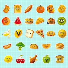 56pcs/Set Food Theme Stickers, Food Face Pattern Sticker Pack, Creative Decals For Festivals Cheering And Party, Decorative DIY Gifts, Artistic Stickers For Diary, Laptop, Notebook, Water Bottle, Phone Case, Aesthetics Stickers For Teens Adults, School Supplies - Multicolor - View 4
