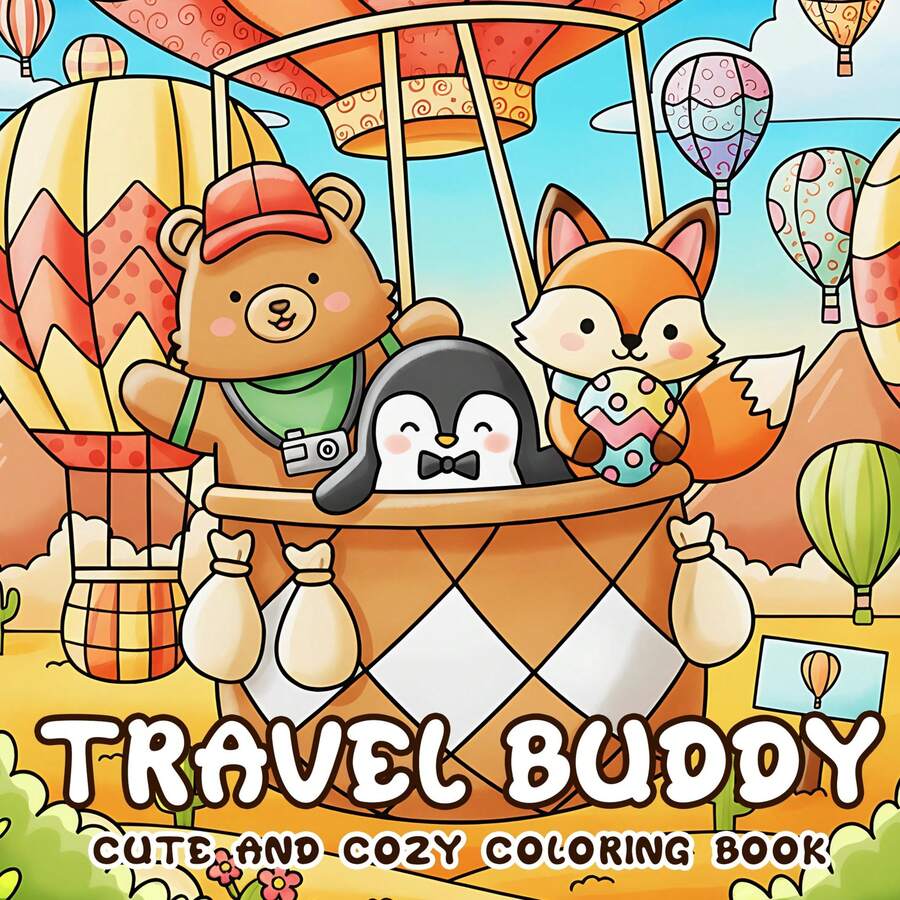 GDTME 可爱动物朋友涂色书：探索世界，享受舒适快乐的生活，开启奇妙冒险之旅。本书包含各种友谊故事，内容可爱有趣，适合青少年和成人放松身心，涂色解压。（24页加厚升级版，珠光纸封面，7.9x7.9英寸）——情人节、复活节、春节、开学季、生日等节日送给朋友的绝佳礼物，也是文具和艺术书籍的理想之选。