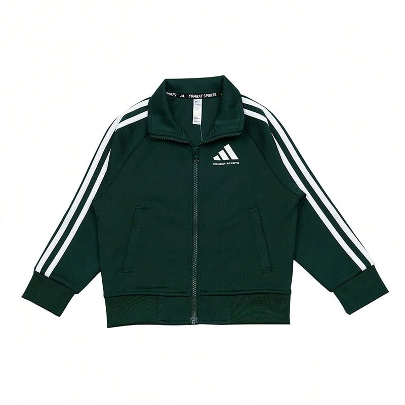 Adidas Tween Boy Contrast Stripe Casual Sports Jacket - Green - View 1
