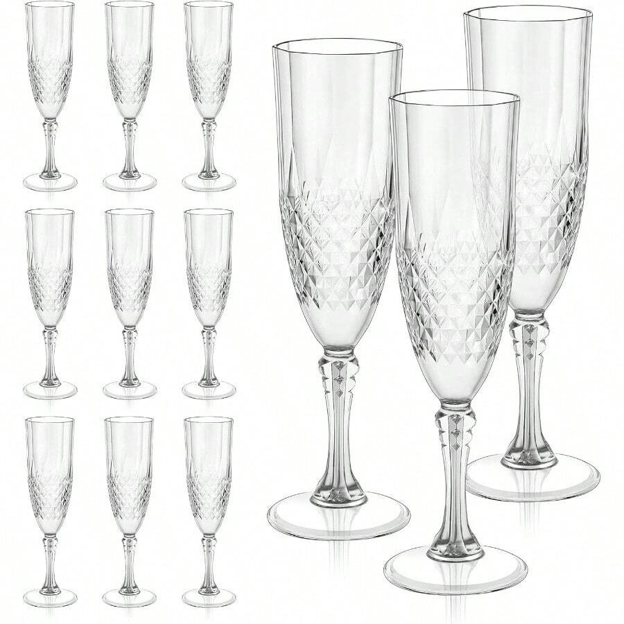 Pcs Champagne Flutes Plastic Wine Glasses Plastic Goblets Reusable Champagne Flute For Wedding Hotel Bar Bachelor Parties White - trắng - Xem 1