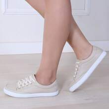 Women's Sneakers In Genuine Leather - Lightweight And Comfortable For Everyday Wear - 米色 - 查看 1