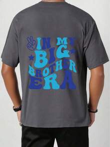Tween Boy Casual Graphic Print Crew Neck Short Sleeve T-Shirt, Summer Top - Dark Grey - View 2