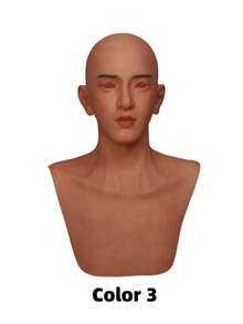 Silicone Crossdresser Man Headcover - Ryder Half-Body Wearable Headcover Multicolor Invisible Realistic Skin Texture Handsome Eyebrow Suitable For Man And Woman Christmas, Halloween Parties, Gatherings And Cosplay - Multicolor - View 8