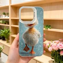 Cubierta de telefono con borde negro y diseño de pato bebé azul claro con burbujas y texto CASETTO para uso diario en tiendas de flores Aplicable a los teléfonos de la serie Apple y Galaxy - Negro - Ver 5