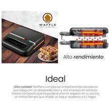 Waflera Electrica Para 2 Wafles Cuadrados, Maquina para Hacer Wafles de 750W con Placas de Acero Antiadherentes, Indicador de Encedido y Cerrado , Medida del Wafle: 4 X 4 Cm - Tipo de Enchufe A USA (110-127V) - Ver 5