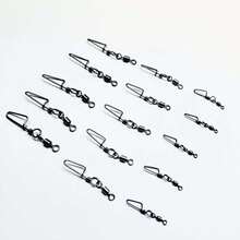 50pcs/Box Fishing Connector Pin Bearing Rolling Swivel Stainless Steel With Snap Fishhook Lure Swivels Tackle