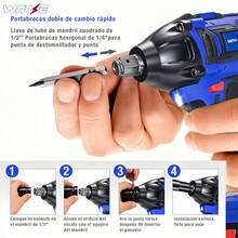 660W Llave de Impacto Electric, 650N.m Motor Pistola De Impacto Sin Escobillas, Llave de Impacto 1/2 Y 1/4 kit Herramientas Pistola Impacto Inalámbrica Con 2 Baterías Y Estuche Y 3 Dados Para Coche Hogar - Tipo de Enchufe A USA (110-127V) - Ver 3