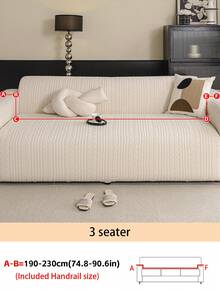 1 pieza Funda de sofá antideslizante con estampado de hojas, funda de sofá elástica lavable a máquina, color beige, se ajusta a sofás de 1 a 4 plazas - Beis - Ver 13