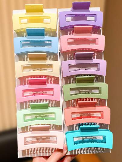 12/6個入り ランダムファッション マルチカラー スクエアヘアクリップ、かわいい女の子への贈り物に最適、スタイリッシュな女性のための必需品のヘアアクセサリー、エレガントなヘアクリップ、ヘアクリップ、日常外出、レジャー、パーティー、通勤、バケーション、ポニーテール、バン、洗顔、メイクアップ、コーディネート、ヴィンテージ、母の日ヘアクリップ、母の日ヘアアクセサリー、母の日ヘアアクセサリーセット