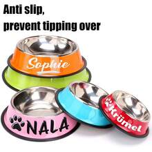 Personalized Non-Slip Stainless Steel Pet Bowl, Customizable Name - Ideal For Cats And Dogs To Hold Food And Water. Fashionable, Colorful, Cute And Simple Design, Unique Craftsmanship, Makes An Ideal Gift For Pet Lovers, Family, Friends, Home Decor, Housewarming, Christmas, Anniversary, Birthday, Autumn/Winter. Customized Pet Supplies, Comfortable And Easy To Use. - Green - View 4