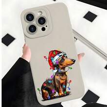 2026 nuevo mate teléfono case,Phone Estuche Navidad perro salchicha Con Luces Y Papá Noel El sombrero es adecuado para  15 Profesional máximo  14 Profesional  13  12  galaxia S23. S22. 21 20 Teléfono Estuche pareja Teléfono Estuche Regalo Para Novio Novia Vacaciones Regalo, Adecuado para  11 a 17,  serie - Azul Klein - Ver 4