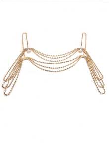 1pc Sexy Chest Chain, Multi-Layer Geometric Tassel Shoulder Chain, Fashionable Body Chain Necklace For Women - Multicolor - View 8