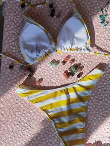 Women's Striped Sexy Backless Beach Fashion, Suitable For Summer