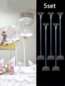 Bộ 5/10 giá đỡ bóng bay, que cắm bóng bay có đế tự dính, giá đỡ bóng bay để bàn, thích hợp cho đám cưới, sinh nhật, tiệc Halloween, tựu trường, ngày Valentine và các dịp khác. - Trong sáng - Xem 8