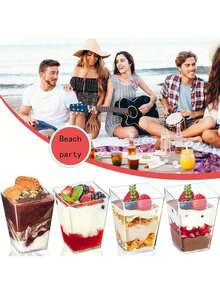 100pcs 5oz Plastic Dessert Cups With Lids And Spoons, Clear Parfait Cups, Pudding Cups, Mini Party Serving Cups For Appetizers, Fruit, Yogurt, Ice Cream, Suitable For Christmas, Halloween And Other Occasions