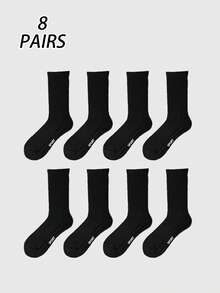 2/5/8 Pairs Women's Mesh Breathable Massage Bottom Knee High Socks, Solid Black & White, Autumn/Winter, Elastic Waist, Simple, Durable, Non-Slip, Basketball, Running - Multicolor - View 13