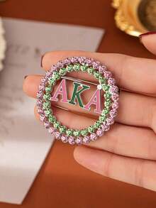 1pc Women Brooch Pin, Elegant Hollow Greek Letter Pattern Color Block , Daily Versatile Gift,Suitable For Daily Commuting, Holiday Parties Brooches, Christmas Gifts, Holiday Gifts Preferred - Brooch - View 3