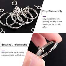 450件套1英寸（25毫米）银色钥匙圈套装，包括150个带链钥匙圈、150个开口环和150个螺丝眼销，适用于珠宝配件制作（银色）