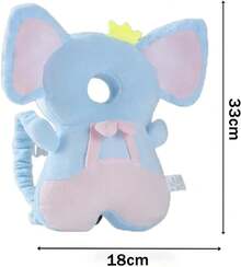 Mochila Protectora de Cabeza para Bebe, Almohada Protectora de la Cabeza de la Mochila, Adecuado para Caminar y arrastrarse, Suave y Transpirable (Elefante Azul bebé, Grande) - Elefante azul bebé - Ver 2