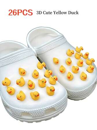 10pcs Solid 3D Duck Shoe Charms, Multi-Color With Detachable Base, Cute Resin Style DIY Shoe Accessories Suitable For Shoe DIY Enthusiasts, Daily Commute/Party/Date, Fit For Clogs/Garden Shoes/Hollow Out Clogs