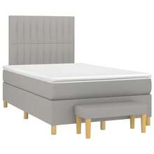 vidaXL Boxspringbett mit Matratze, hellgrau, 120x200 cm, Stoff - Grigio - Visualizzare 3