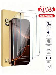 3pcs Tempered Glass Screen Protector, Compatible With IPhone 7/8/X/XR/11/12/13/14/15/16/16e/17 Series - Ultra Clear, 9H Hardness, Anti-Scratch, Anti-Shatter, Anti-Dust, Easy To Install, Essential For Daily Protection, Office, And Home Use, Smartphone Accessory - Clear - View 17